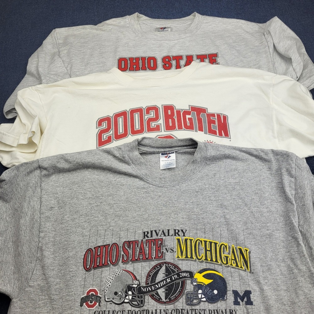 Lot of 3 Ohio State Buckeyes T-Shirts XL 2002 Big Ten 2005 Michigan Rivalry Y2K